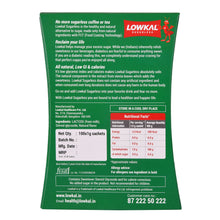 Load image into Gallery viewer, Lowkal Plant based Sugar alternative sachets 100&#39;s
